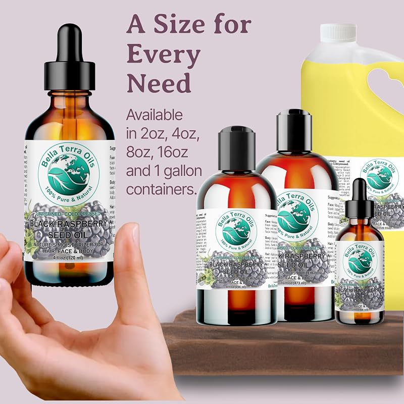 Black Raspberry Seed Oil 8 oz - Cold-Pressed Natural Elixir with Ellagic Acid & Vitamin A