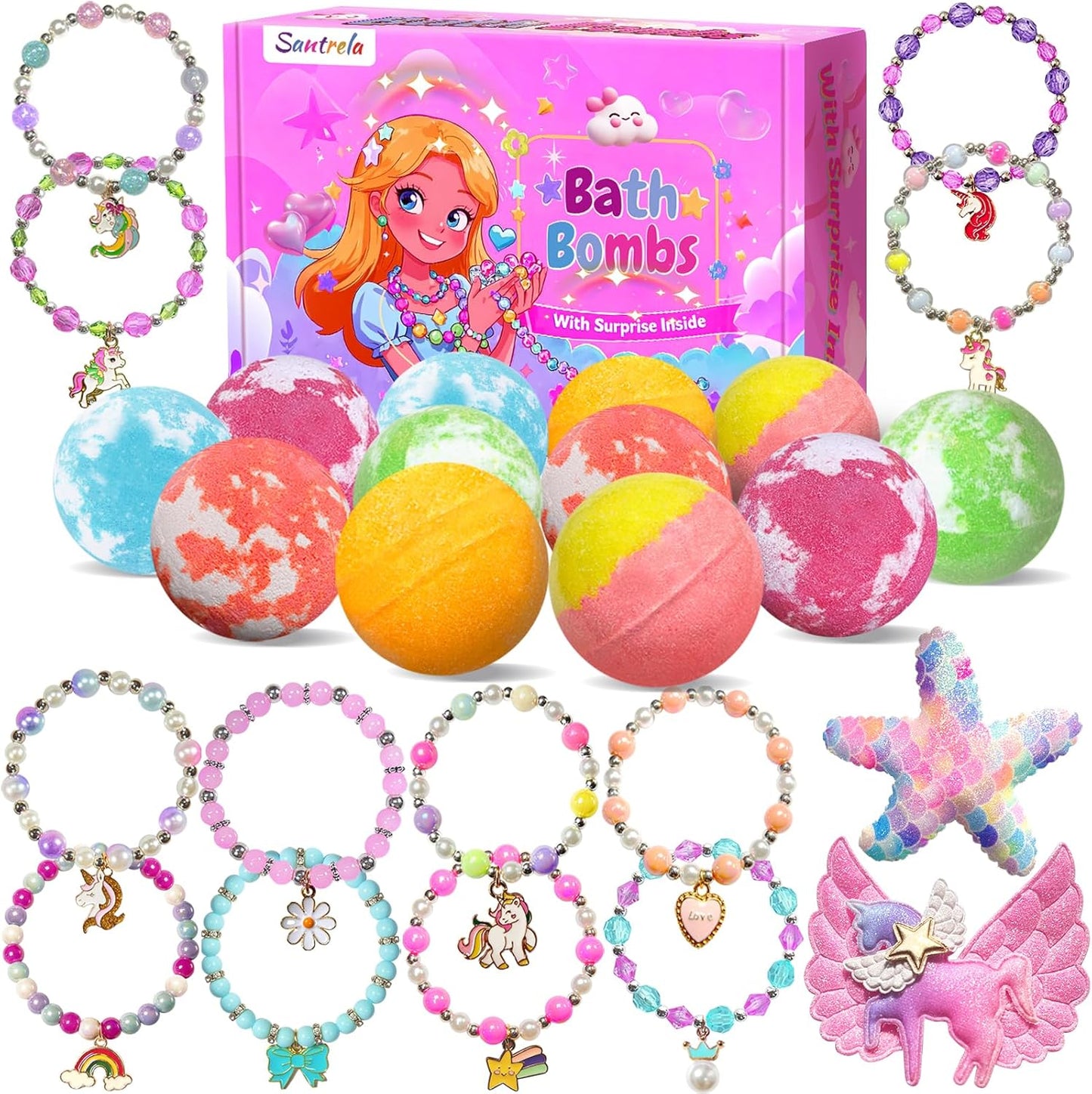 Unicorn Bath Bombs for Kids with Surprise Toys - Handmade Bubble Fizzies Gifts for Girls Ages 3-8