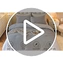 Full Size Light Blue Boho Comforter Set 3 Pieces - Striped Pleats All Season Bedding