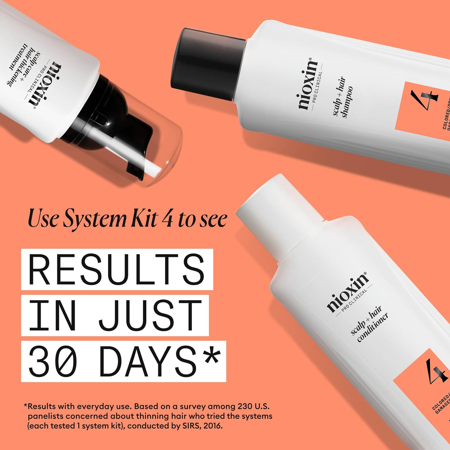Nioxin System 4 Scalp + Hair Thickening Treatment | Serum for Colored or Damaged Hair with Progressed Thinning | 6.8 Fl oz.