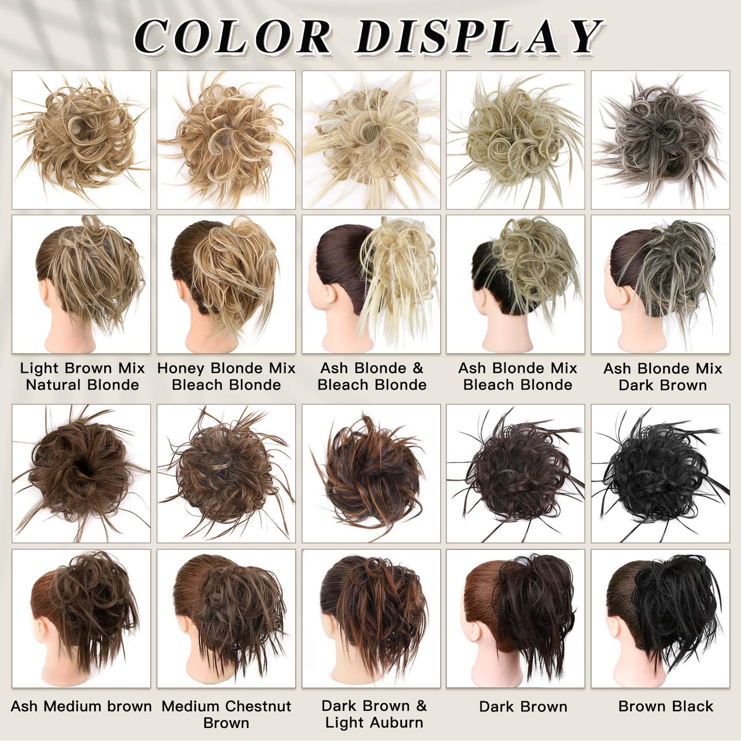 HMD Tousled Updo Messy Bun Hairpiece Hair Extension Ponytail With Elastic Rubber Band Updo Ponytail Hairpiece Synthetic Hair Extensions Scrunchies Ponytail Hairpieces for Women (12H24)