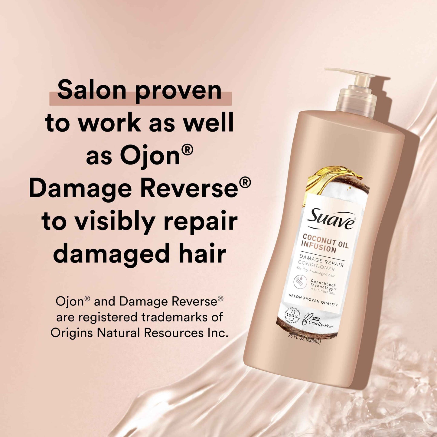 Suave Coconut Oil Damage Repair Conditioner, for Normal, Dry and Damaged Hair, with Pure Coconut Oil Infusion, 28 oz Pack of 4