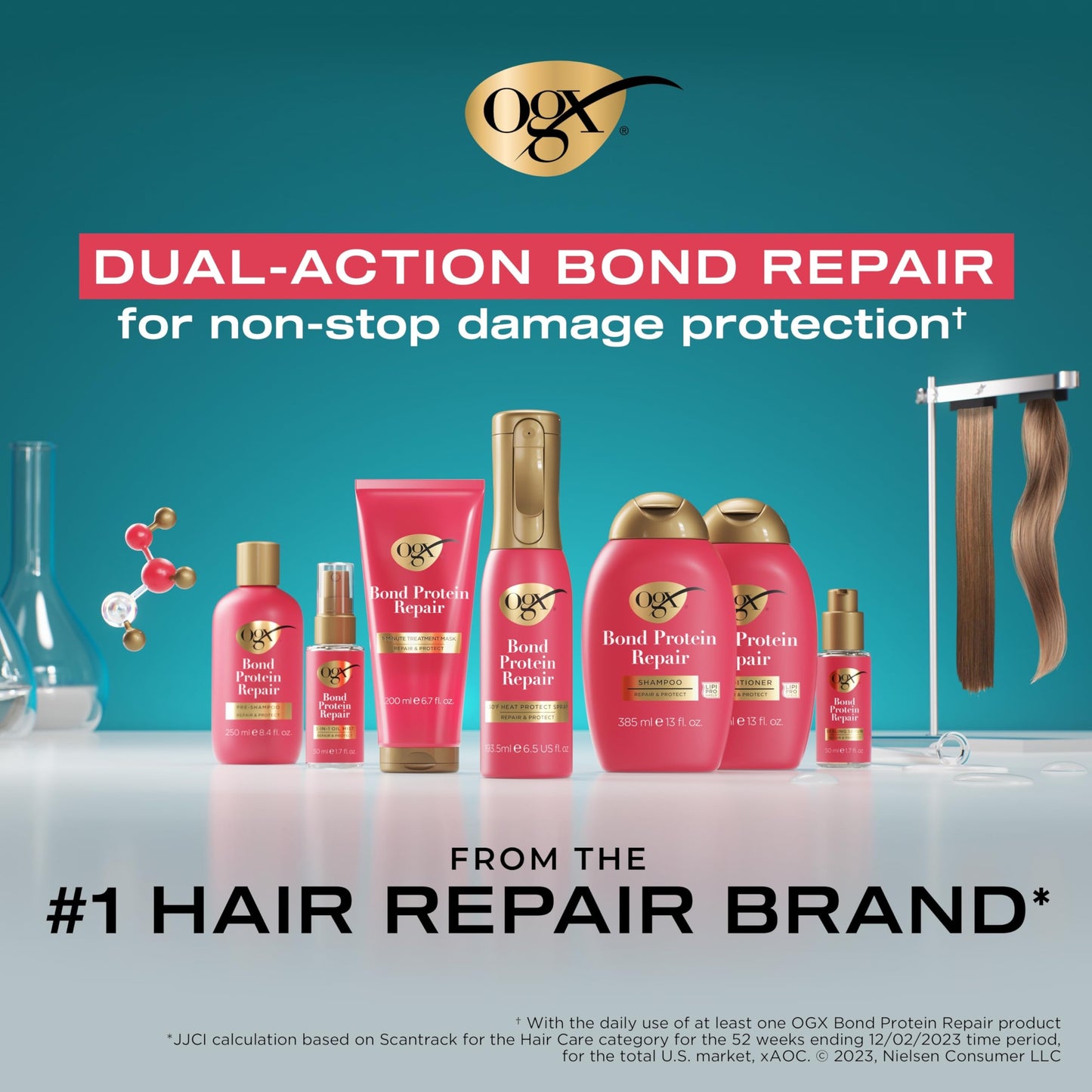 OGX Repair & Protect Bond Protein Repair 1-Minute Treatment Mask, Deep Conditioning Hair Mask Rapidly Repairs for Shiny, Smooth Hair That Lasts Between Washes, 6.7 fl. oz