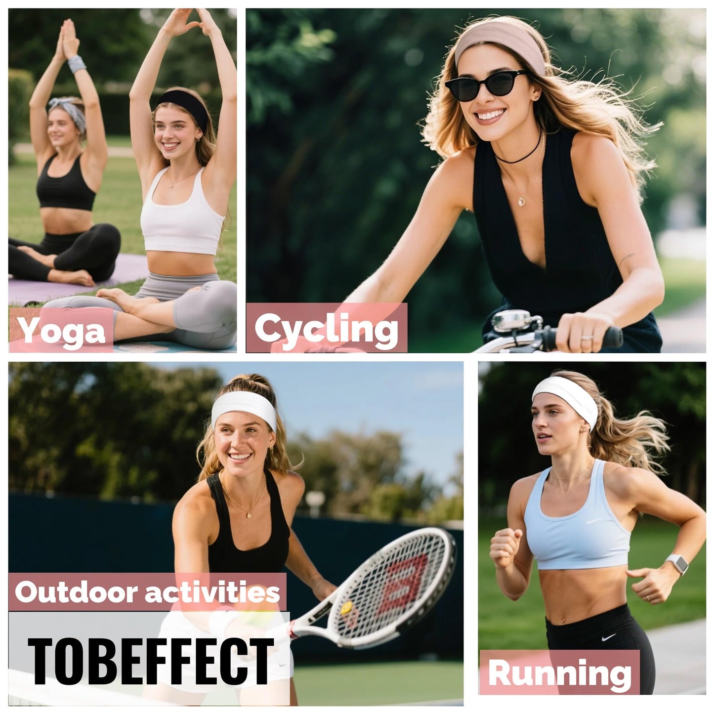 Black Headbands for Women Non Slip - Fashion Yoga Sports Hair Bands for Women's Hair, Soft Elastic Cotton Cloth Sweat Headbands for Women for Workout Running Daily 6PCS