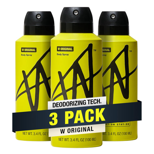W By Jake Paul Body Spray for Men, Odor Blocking, Body Deodorant, Long Lasting Protection, Original, 3.4 fl oz (Pack of 3)