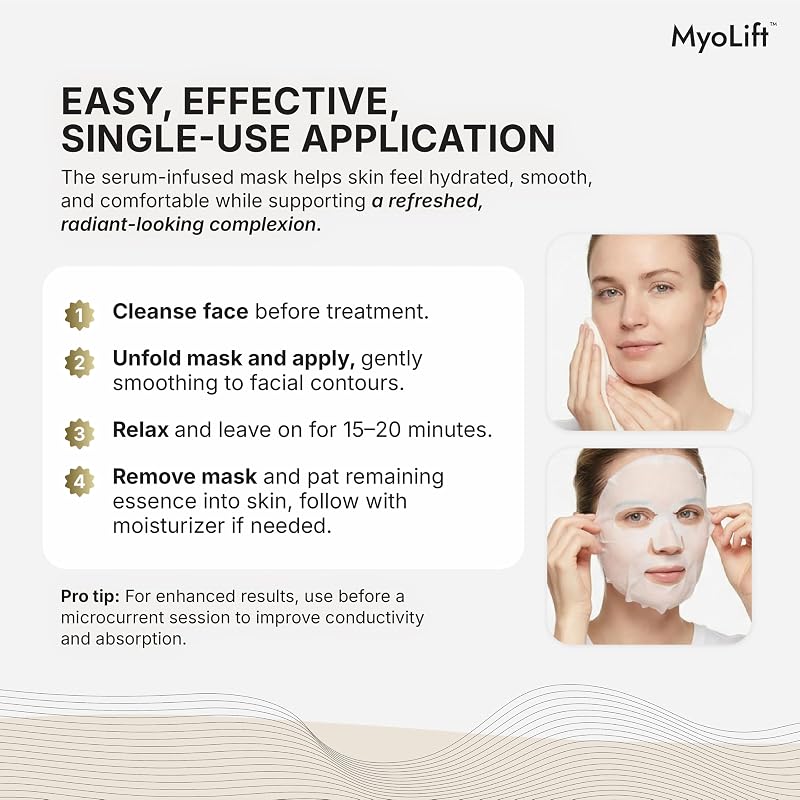 MyoLift Cell Renewal Peptide Mask (EGF) – 2 Pack Bio-Cellulose Face Mask, Niacinamide & Hyaluronic Acid