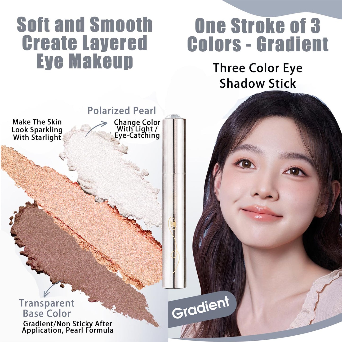 XIRUJNFD Roseionly Waterproof Gradient Shimmer Eye-Shadow Stick, Waterproof & Long-Lasting Eye Shadow Pencil, Three-Color Glitter Gradient Eyeshadow, Eyeshadow Shadow Pen Stick (04#*1)