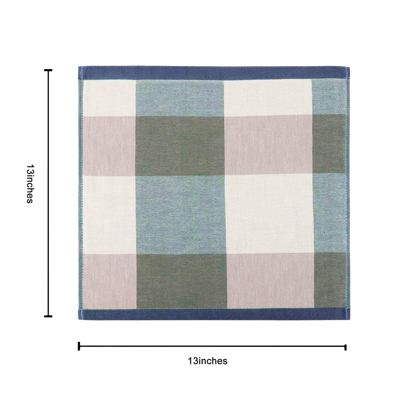 kimteny 6 Pack 100% Cotton Washcloths, Dual-Sided Design (Terry + Gauze) Facecloths, 13x13 Inch Ginghqm Washrags, Soft & Skin-Friendly, for Bathroom, Kitchen & Household (Blue, 13x13 Inches)