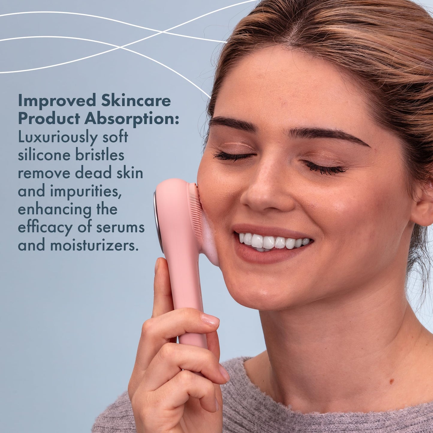 Facial Cleansing Brush, Rechargeable Electric Silicone Face Scrubber Exfoliator, Waterproof Silicone Face Brush Cleanser w/Fast USB-C Charger, Massaging & Face Exfoliator Scrubber for Men & Women