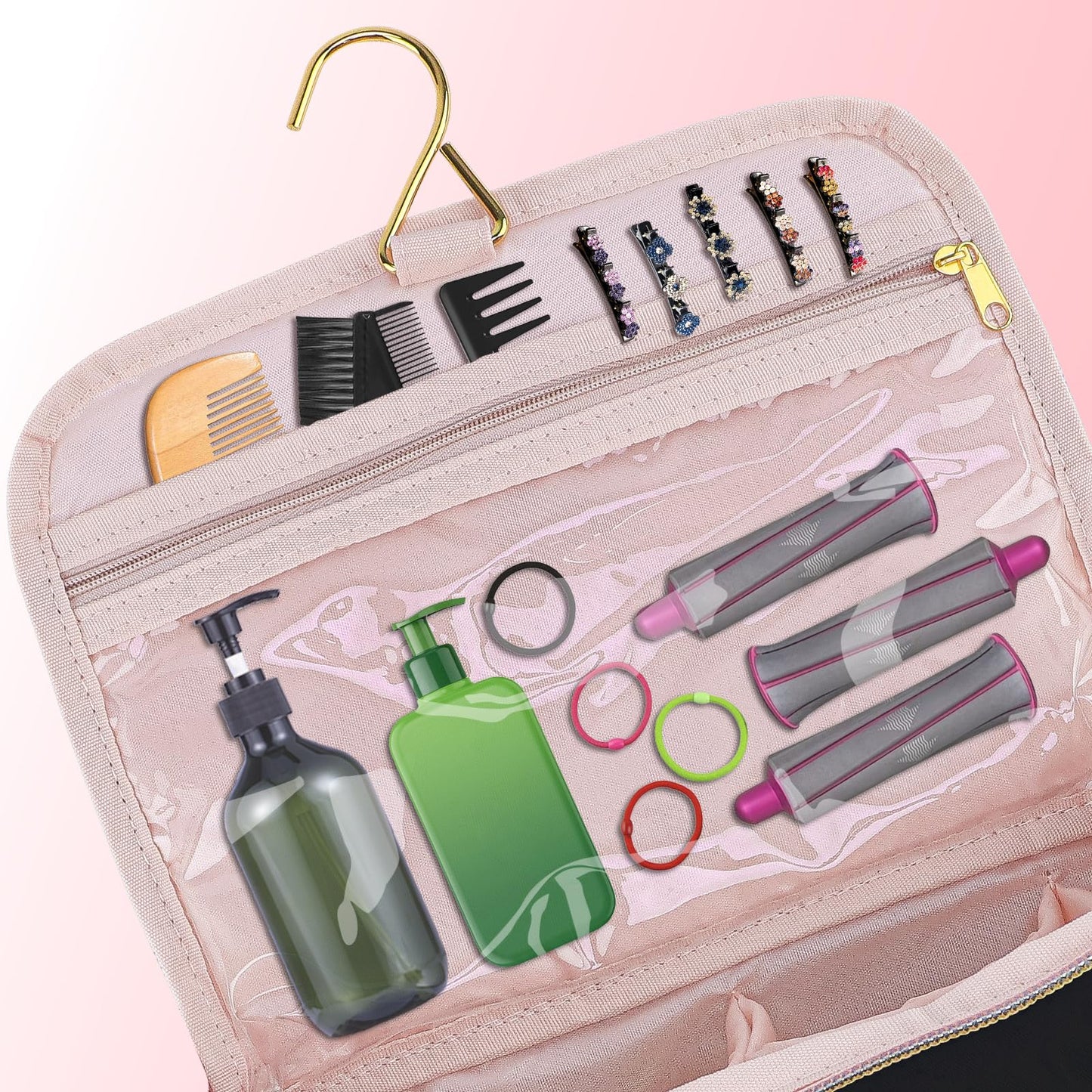 ALSLEA Portable Travel Case for Airwrap & Shark FlexStyle Large Capacity Organizer Bag for Hair Dryer, Airwrap Styler & Attachments, Waterproof Padded Storage Bag with Hanging Hook (Black)