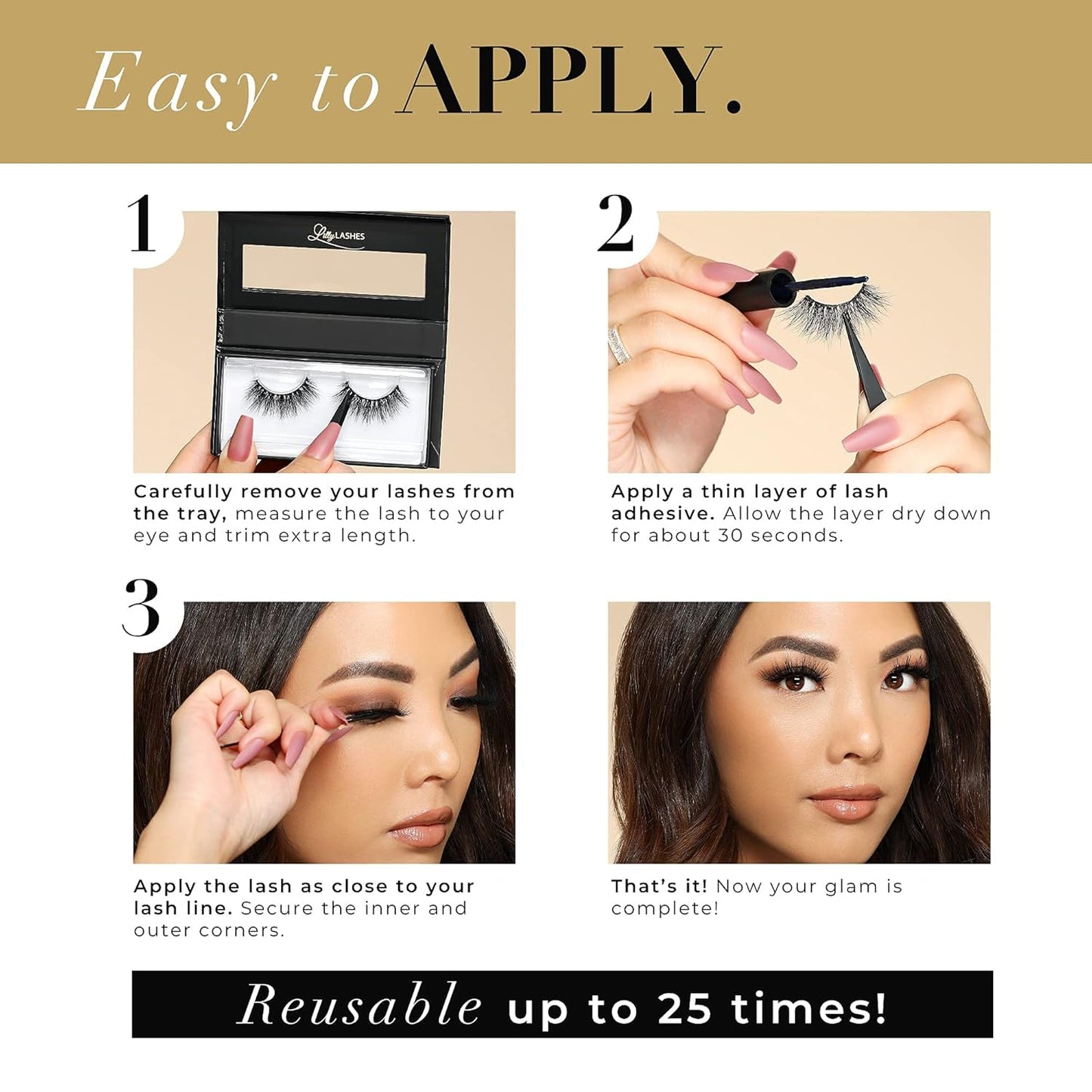 Miami Flare 3D Mink Lashes by Lilly Lashes | Reusable Wispy & Fluffy Strip Eyelashes