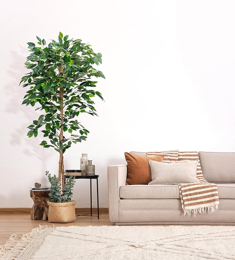 Artificial Ficus Tree 5FT - Realistic Leaves, Sturdy Nursery Pot, Indoor Outdoor Decor, 2-Pack