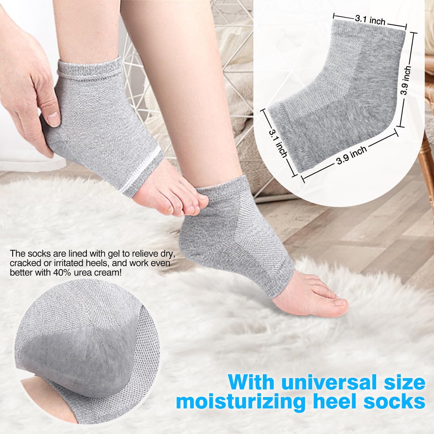 Yunmeng Urea Cream 40 Percent for Feet Maximum Strength, with Moisturizing Heel Socks for Cracked Heel,Foot Cream for Dry Cracked Heels and Feet,Urea Lotion, 3.5 OZ, Foot Files