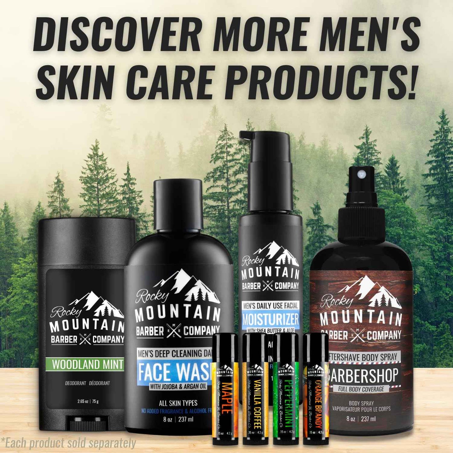 Rocky Mountain Barber Company Men's Daily Face Wash - With Jojoba Oil, Argan Oil, Chamomile Floral Water and Aloe Vera – Unscented - 8 oz