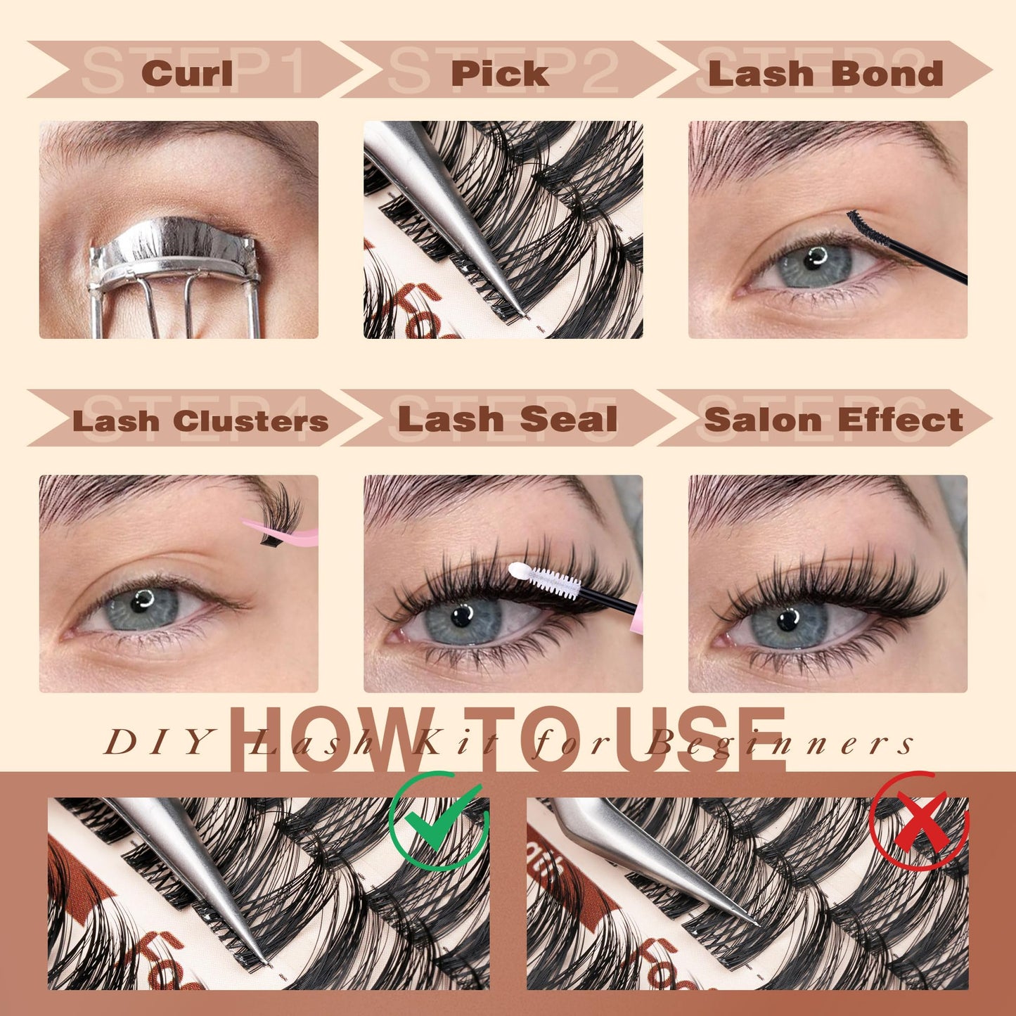 Focipeysa Natural Lash Clusters Wispy Lash Extensions 12-16mm Spiky Manga Eyelash Clusters Salon Effect Pestañas Postizas Naturales DIY Individual Eyelash Extensions at Home