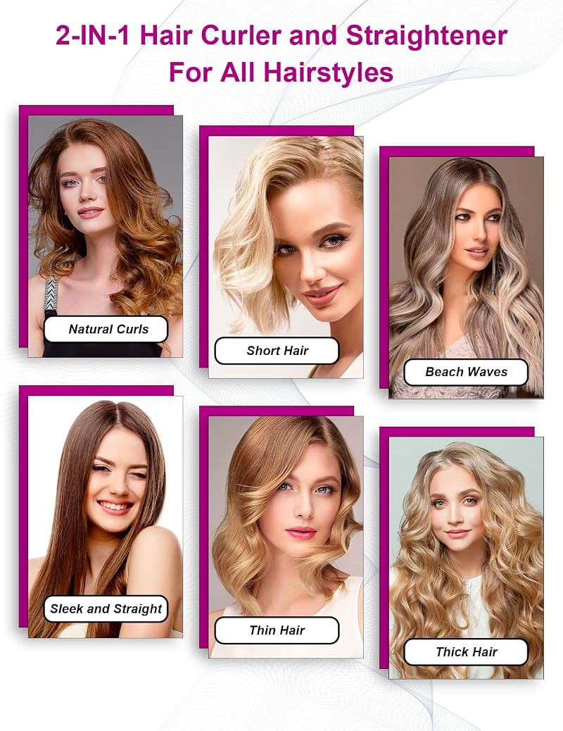 Rose Gold LANDOT 2-in-1 Hair Straightener & Curler – Dual Voltage 1"