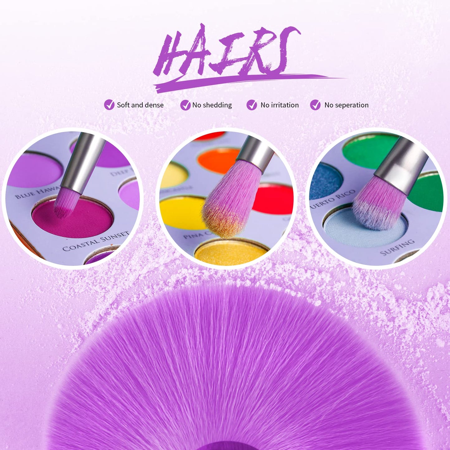 Docolor Makeup Brushes 10Pcs Makeup Brush Set Premium Synthetic Powder Kabuki Foundation Contour Blush Concealer Eye Shadow Blending Liner Make Up Brush Kit - Neon Purple