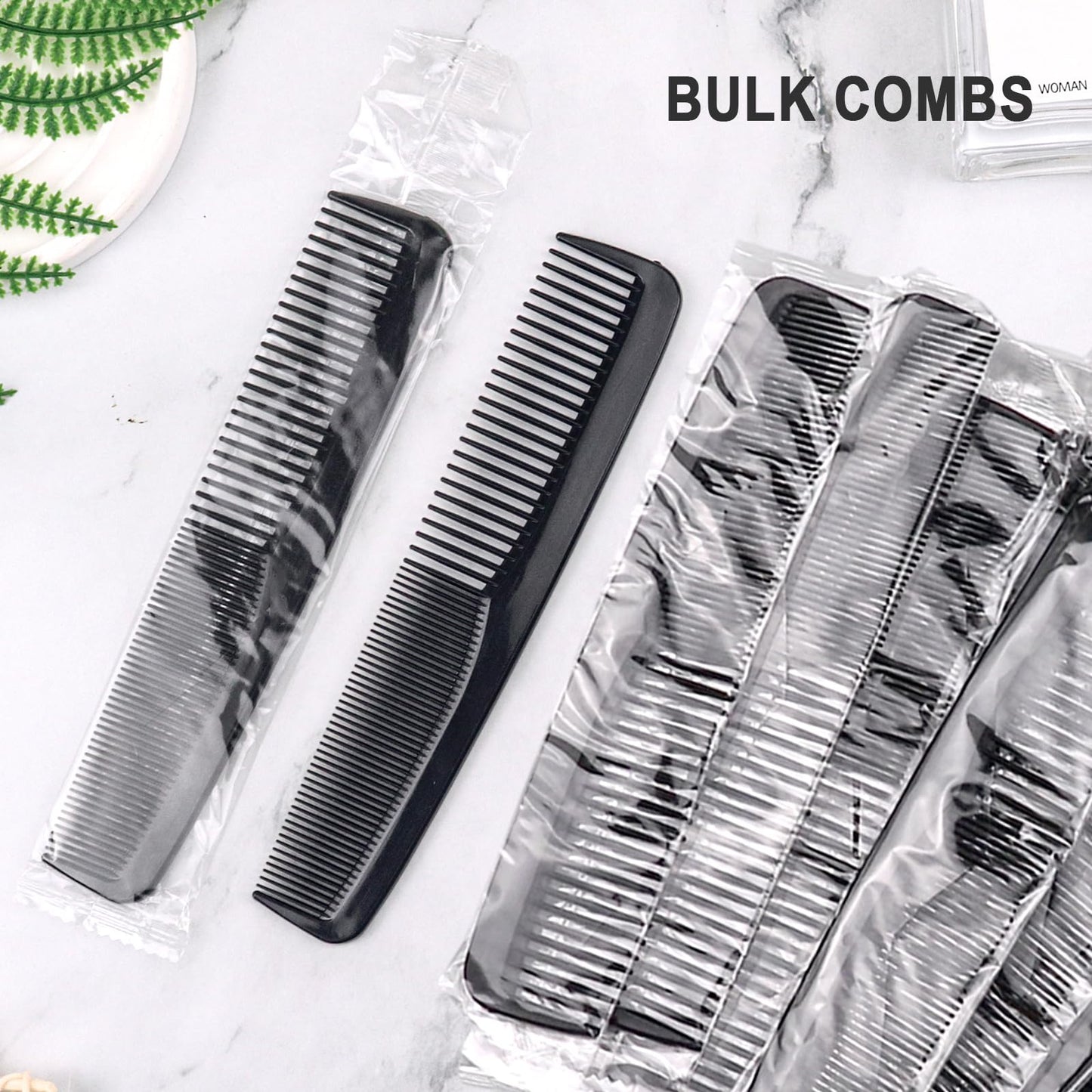 Gisdo 100pcs Plastic Black Combs in Bulk, Individually Wrapped, Double Tooth Hair Pocket Comb, for Homeless, Charity, Hotel, Travel, Airbnb, Nursing Home, Shelter, Church Activities (100, Black)