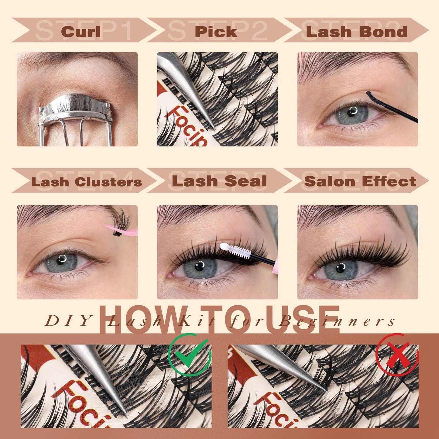 Focipeysa Manga Eyelashes Clusters Wispy Eyelashes Extensions 12-16mm Natural Manga Eyelash Clusters Salon Effect Pestañas Postizas Naturales Spiky Individual Lash Extensions at Home
