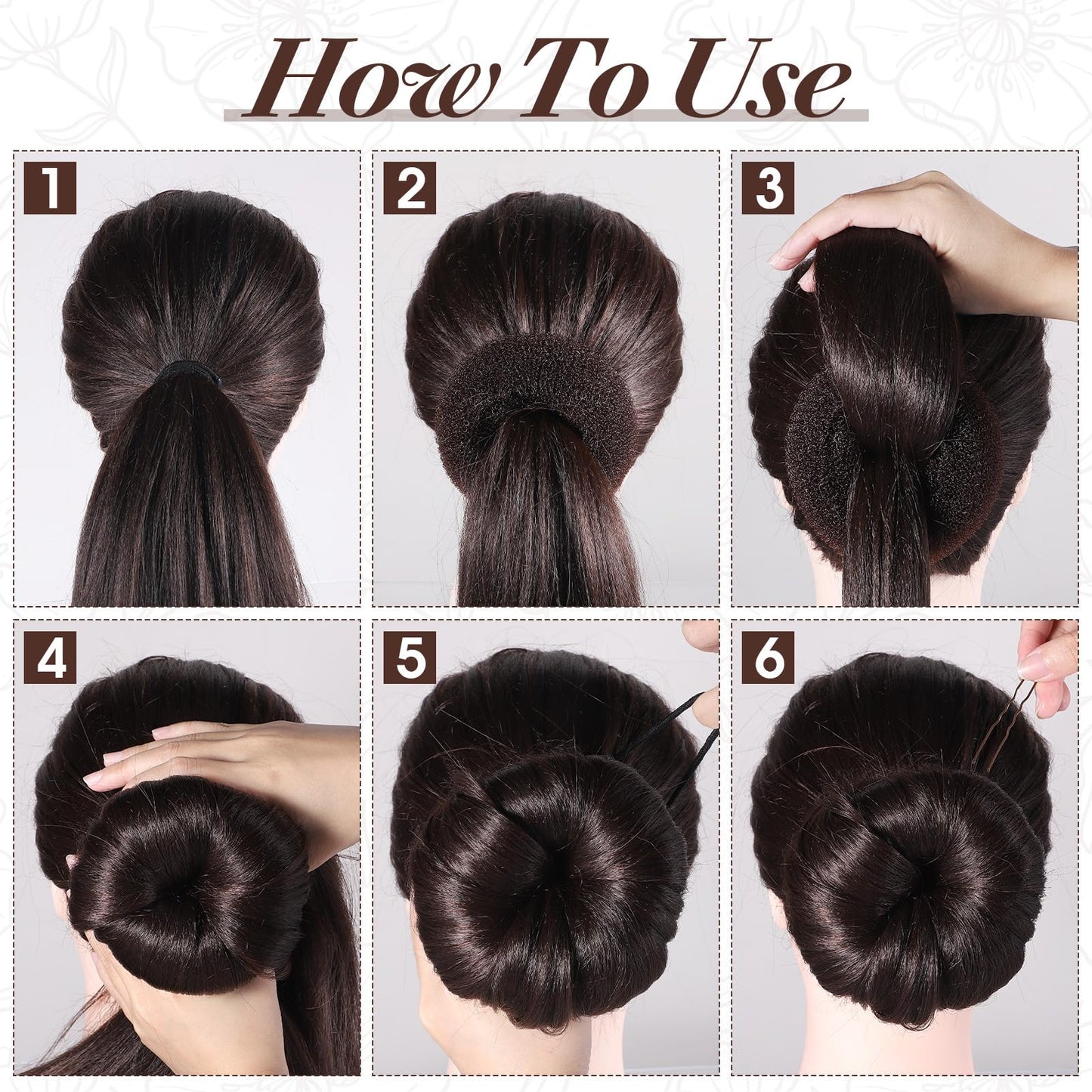 24pcs Donut Buns For Hair Bun Maker For Kids And Women 3 Sizes Hair Donuts For Buns Elastic Hairs Ties And Hairs Pins Kit For Ballet Bridal Accessories For Girls Updo Tools Brown