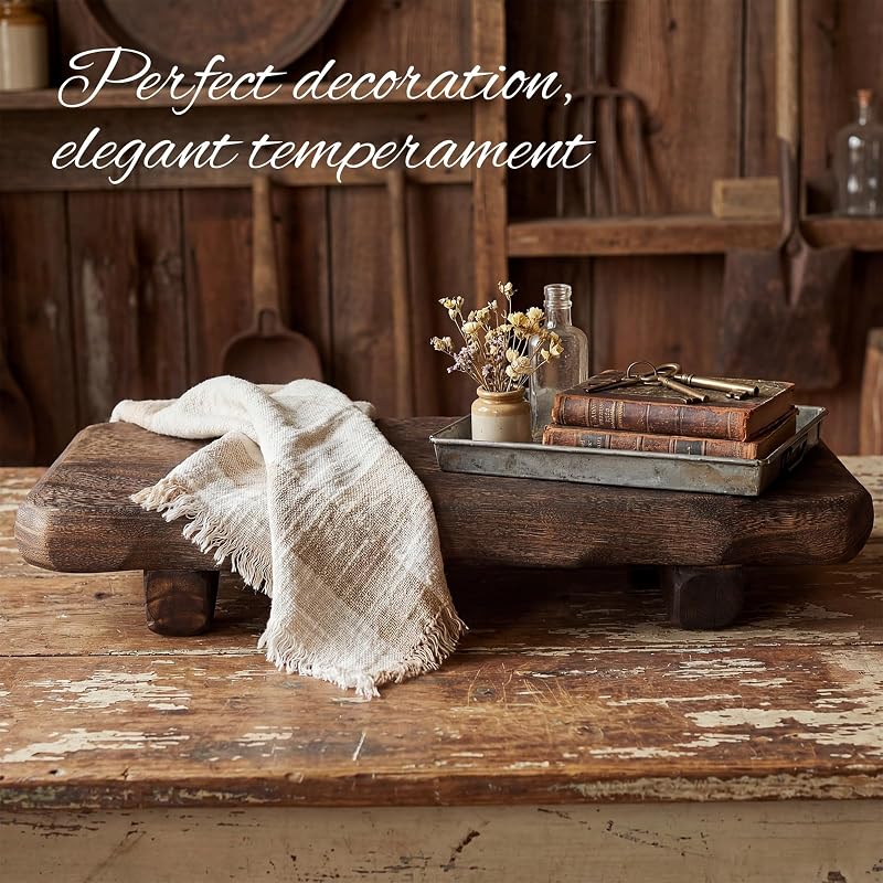 Wood Risers Pedestal Stand 22 x 9 Inch for Decor, Farmhouse Rustic Display