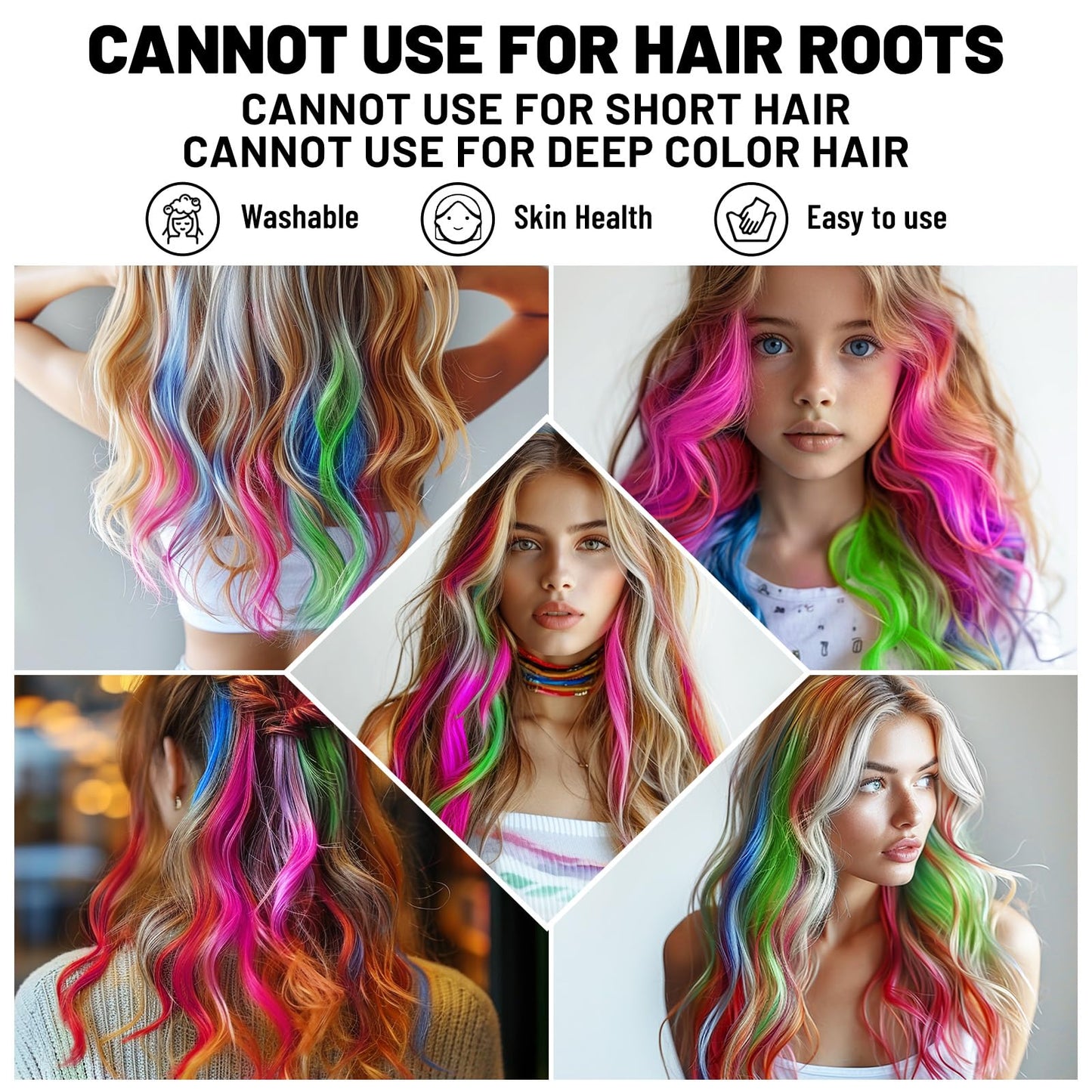 BADCOLOR Pink Hair Temporary Hair Dye Comb For Girls Kids Adults, Washable Hair Chalk Makeup For Halloween Christmas Birthday Cosplay Festival (Neon Pink)