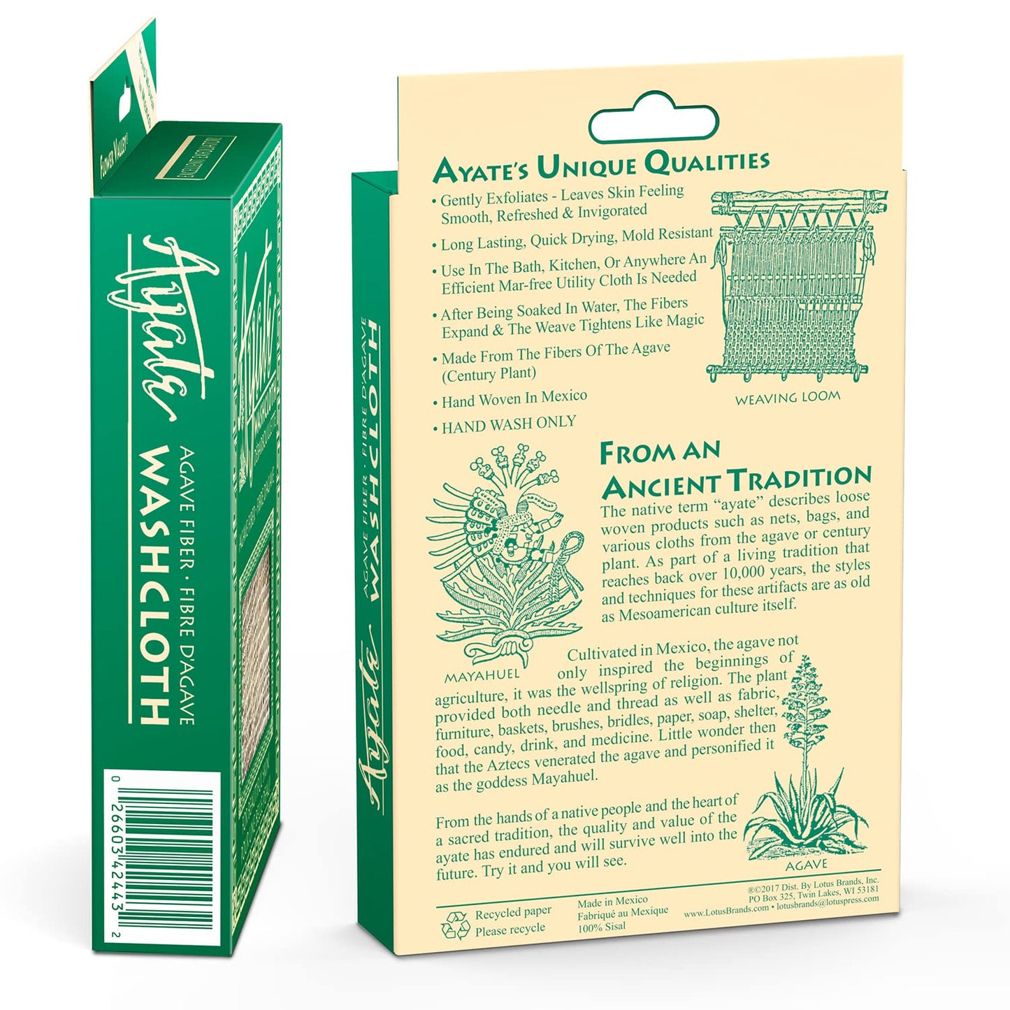 Ayate Washcloth, Face & Body Exfoliating Wash Cloth for Shower, Body Loofah Alternative, Scrub Towel, Resists Mold, Made from Agave Fiber