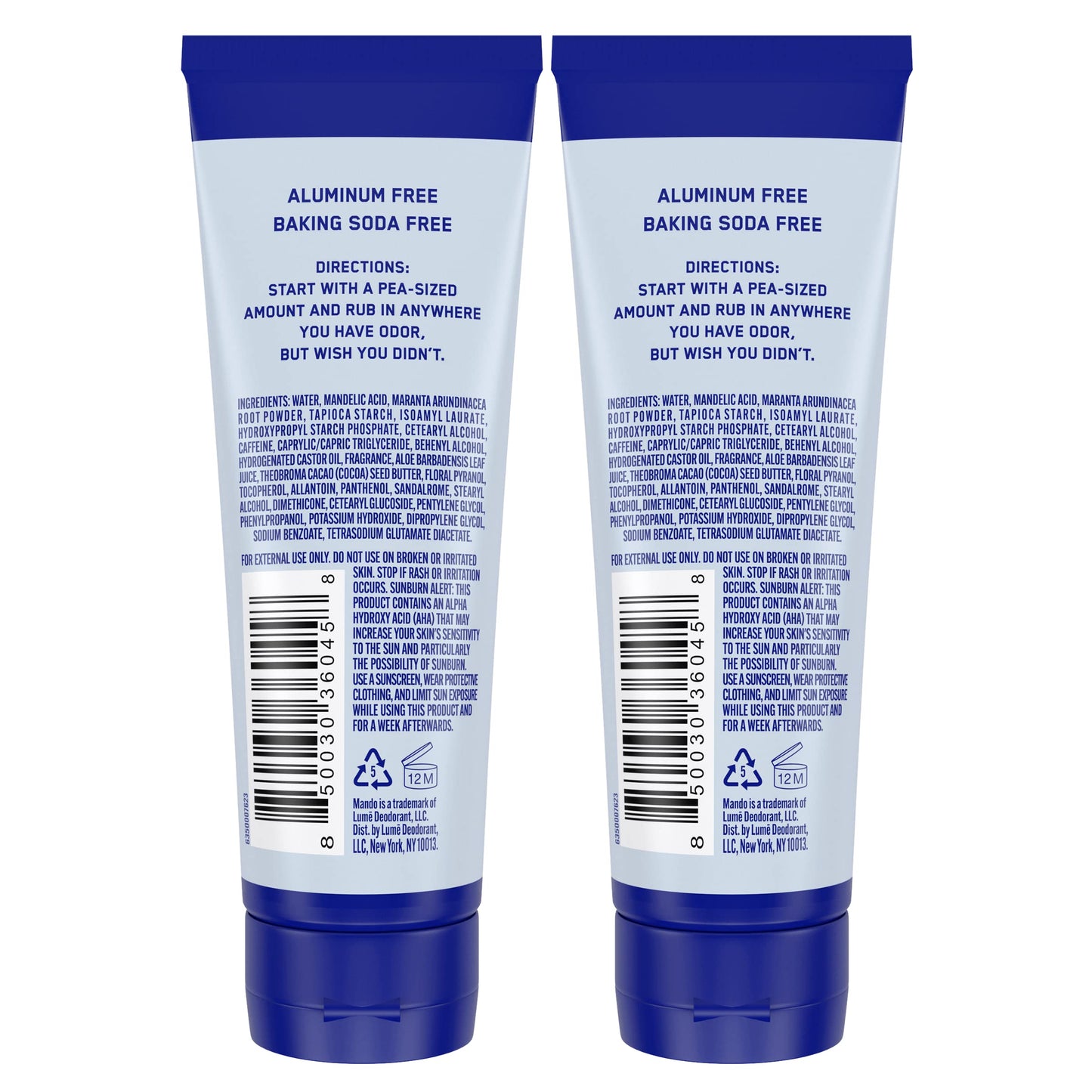 Mando Whole Body Deodorant For Men - Invisible Cream - 72 Hour Odor Control - Aluminum Free, Baking Soda Free, Skin Safe - 3 ounce (Pack of 2) - Pro Sport