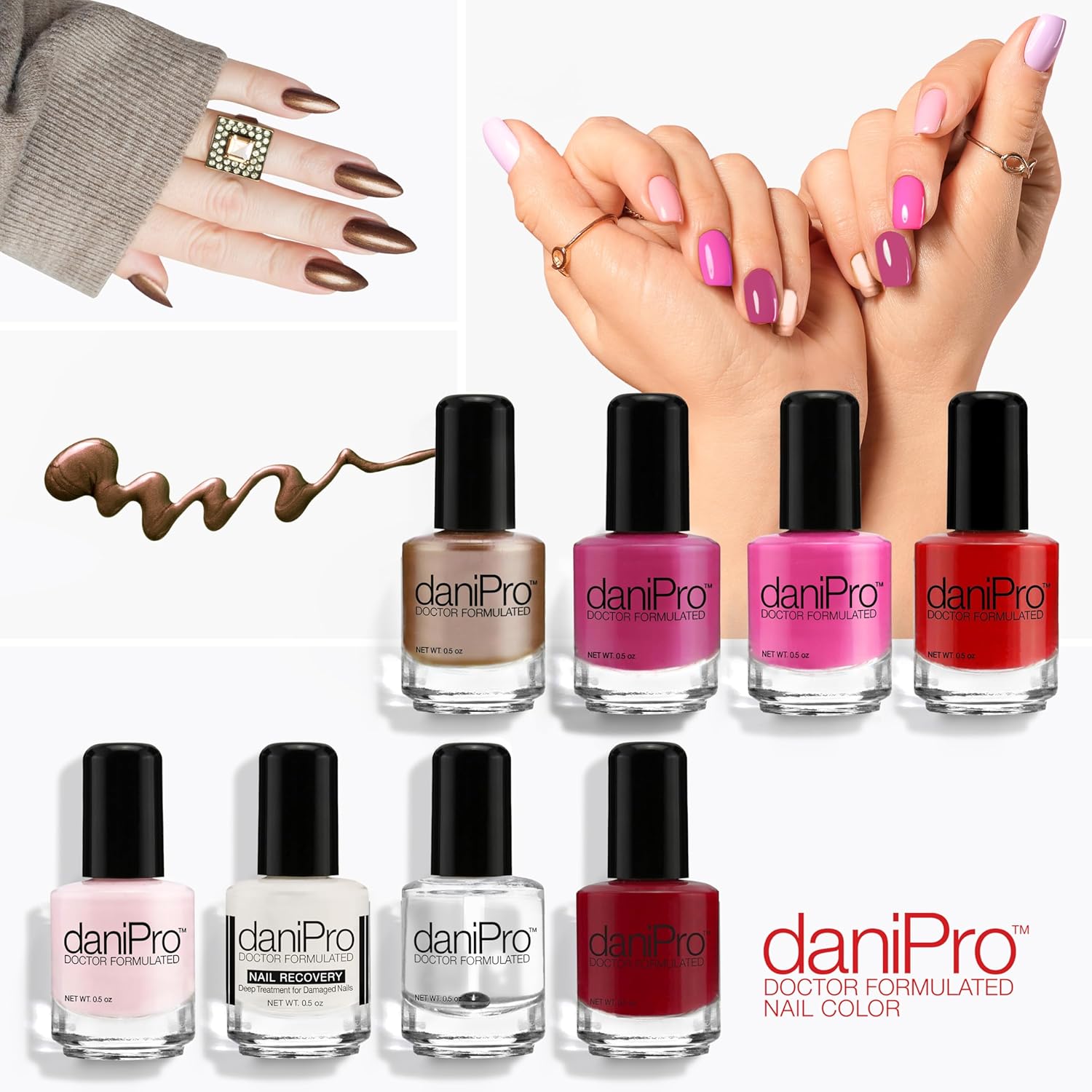 Vegan Pearlescent Mocha Nail Polish - Doctor-Formulated with Biotin & Undecylenic Acid, 0.5 oz