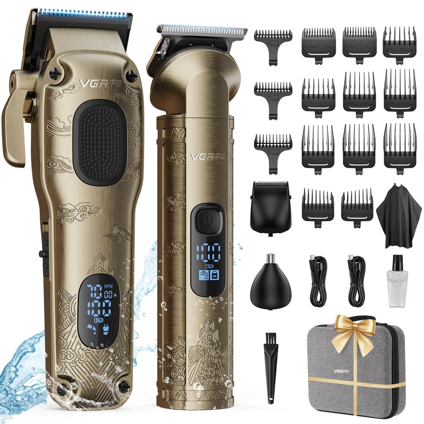 VGRPRO Hair Clippers for Men Professional, Cordless Hair Clippers for Hair Cutting, Mens Clippers and Trimmers Set, Electric Hair Trimmer for Men with Package Box