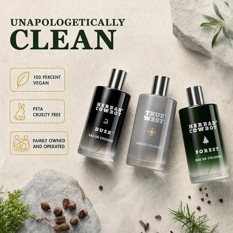 Herban Cowboy Men's Cologne Set - Long Lasting Fragrance, Trio