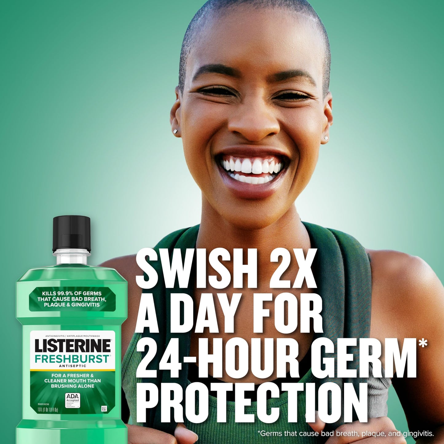Listerine Freshburst Antiseptic Mouthwash with Germ-Killing Oral Care Formula to Fight Bad Breath, Plaque and Gingivitis, 500 mL (Pack of 2)