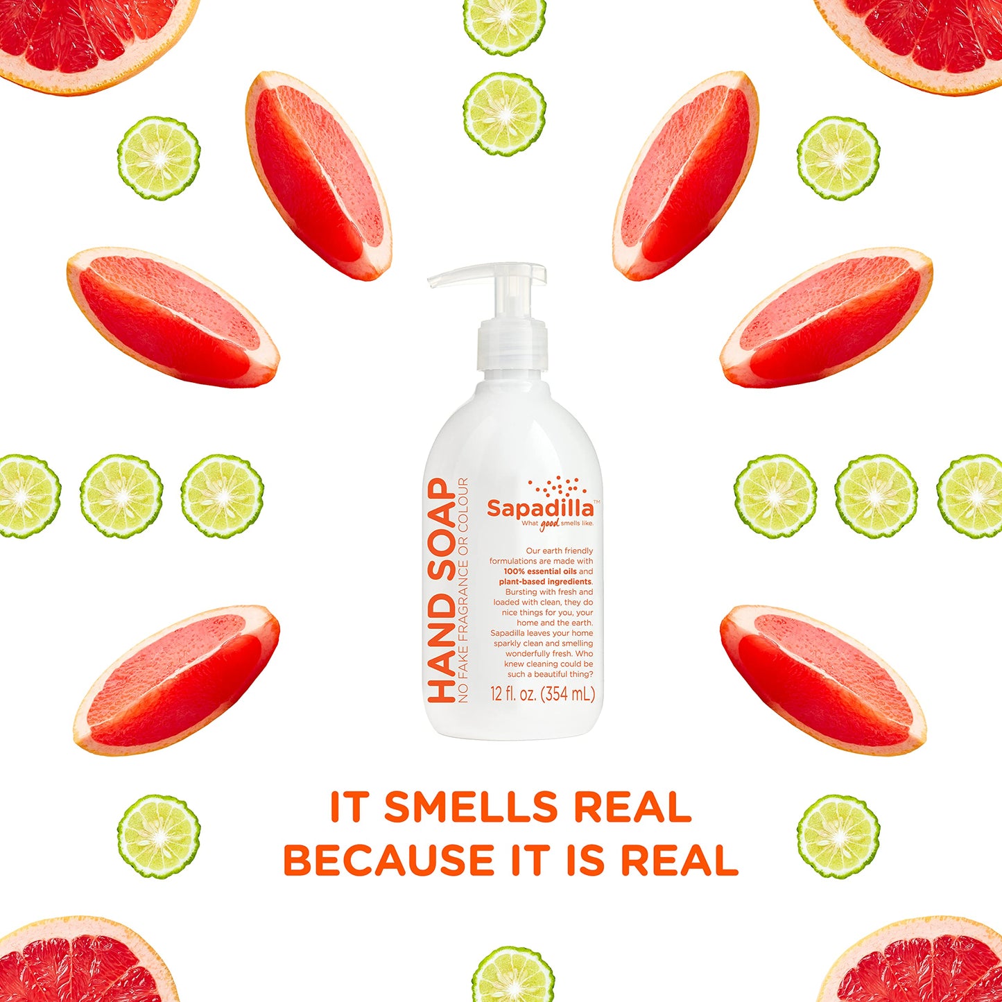 Sapadilla Liquid Hand Soap - Grapefruit + Bergamot - Made with 100% Pure Essential Oil Blends, Cleansing & Moisturizing, Aromatic & Fragrant Hand Soap, Plant Based, Biodegradable, 12 Ounce (Pack of 3)