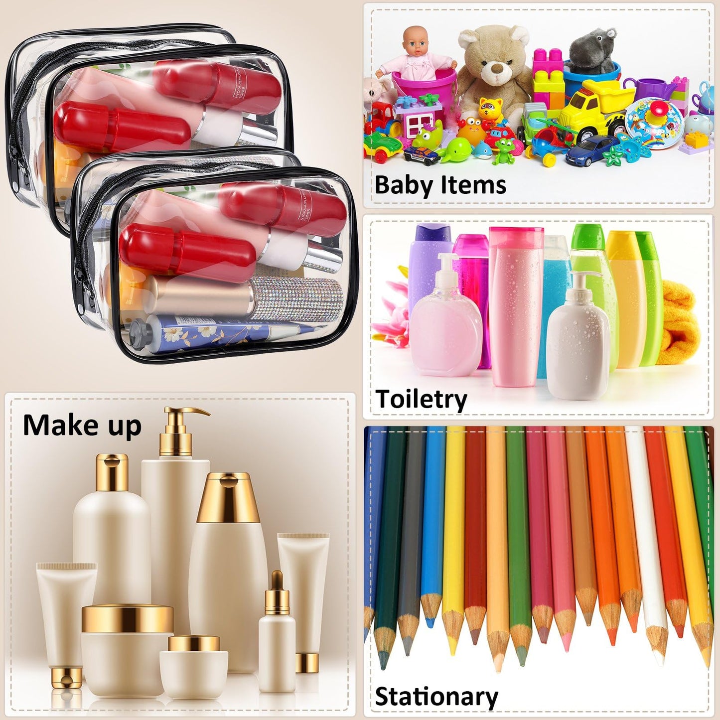 Weewooday 12 Pieces Clear Makeup Bags Cosmetic Storage Bags PVC Zipper Pouches Travel Waterproof Makeup Plastic Case for Women Organizing Toiletries Traveling Bathroom(Small,Black)