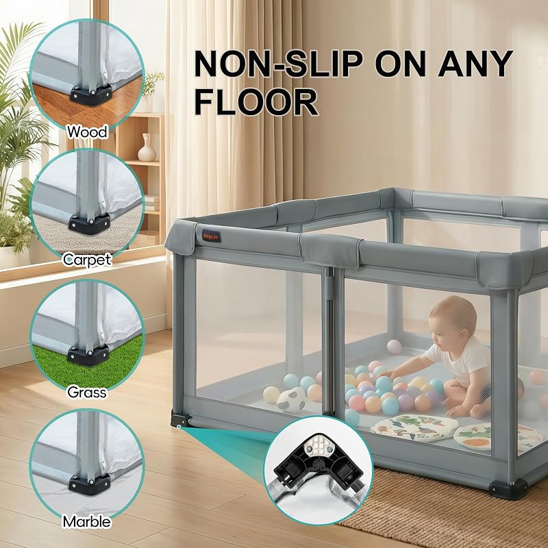 Foldable Baby Playpen 50x50 Inches - Portable Indoor Outdoor Safety Fence