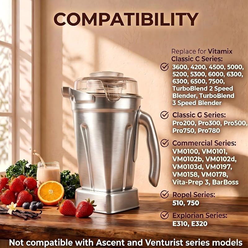 48oz Stainless Steel Blender Pitcher Replacement for Vitamix