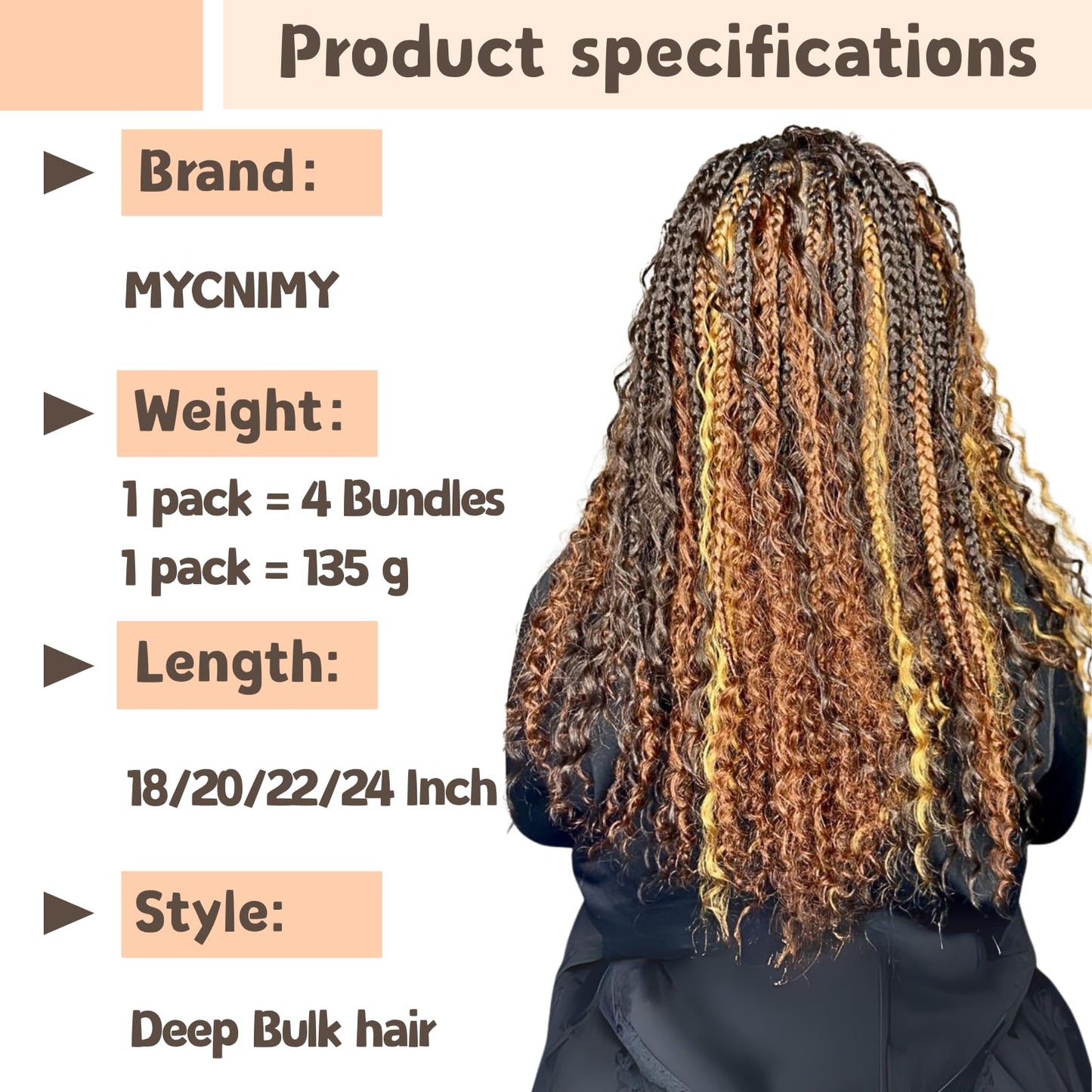Deep Wave Bulk Braiding Hair for Boho Braids No Weft Curly 4 Bundles 135g Wet and Wavy Faux Braiding Hair Extensions 20 inch Water Wave,(P1B/BUG/27/30 20inch)