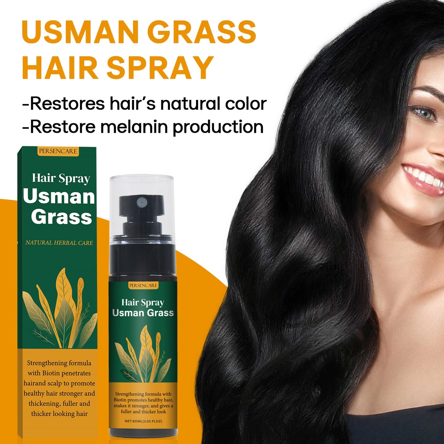 Usman Natural Grass Hair Serum Spray - Reverse Thinning, Boost Growth & Darkening, Scalp Care, Usma Mist for Women & Men
