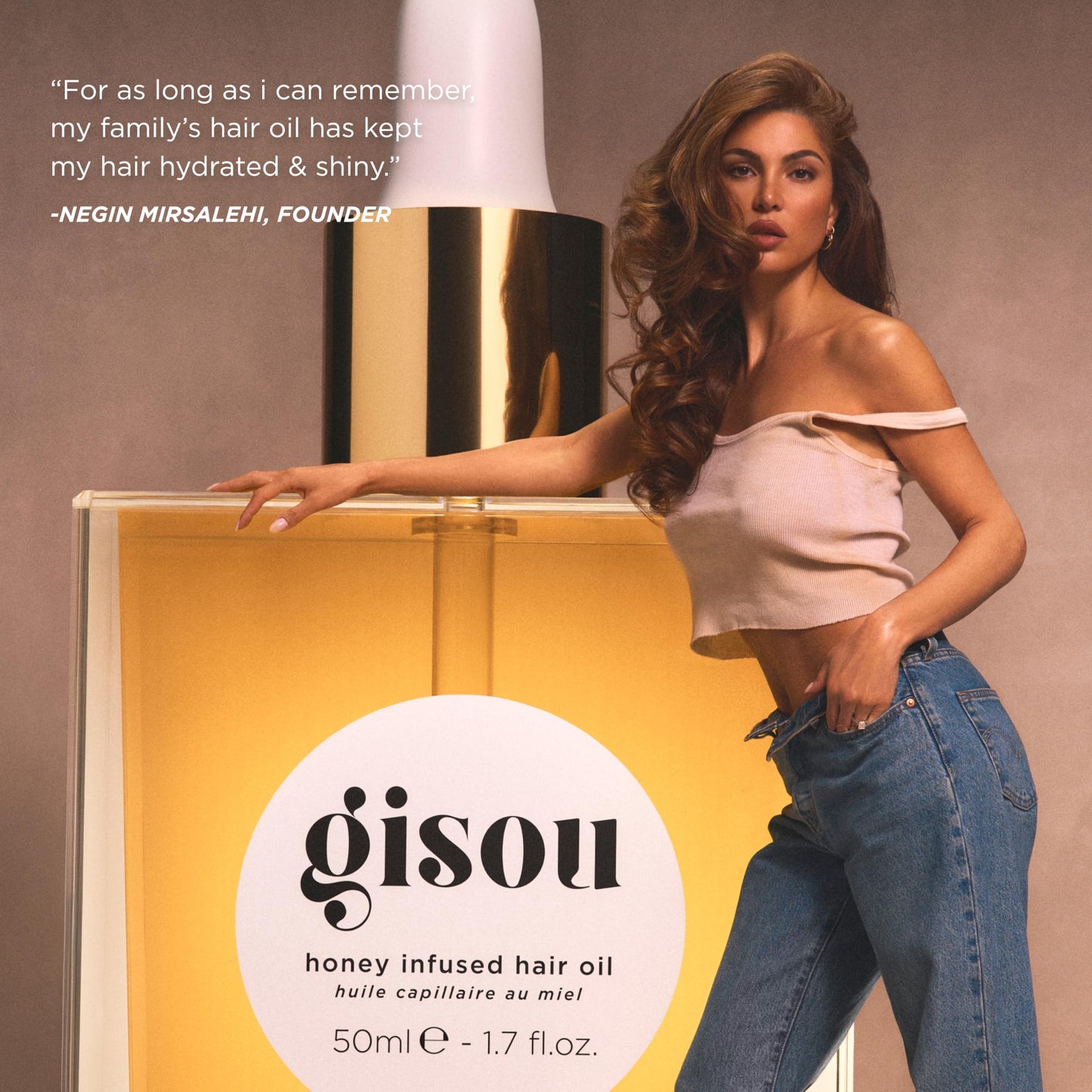 Gisou Honey Infused Hair Oil, Award-Winning Hydration, Frizz Control & Shine Treatment, Mirsalehi Honey & Botanical Oils, Heat Protection up to 450°F, Lightweight Non-Greasy Oil for All Hair Types