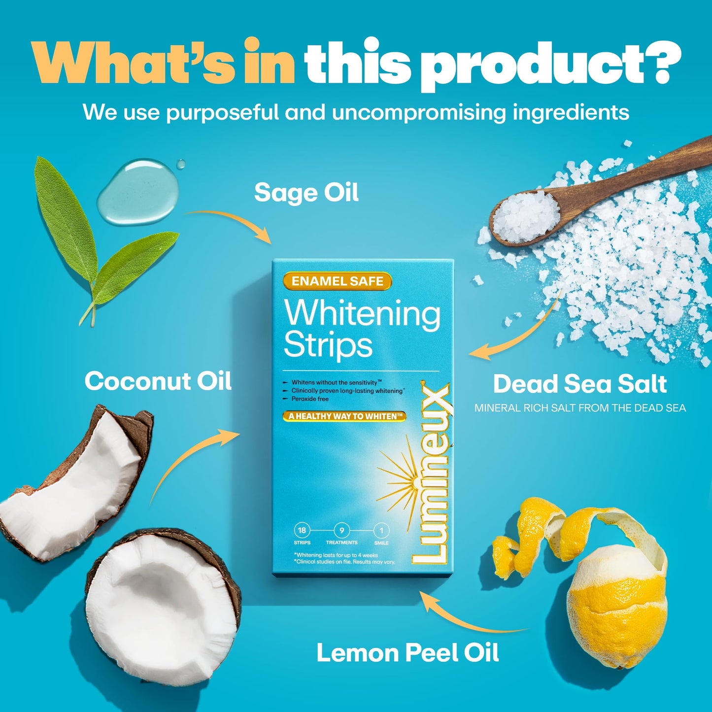 Lumineux Teeth Whitening Strips 9 Treatments – Peroxide Free - Enamel Safe for Whiter Teeth - Whitening Without The Sensitivity - Dentist Formulated - Sensitivity Free