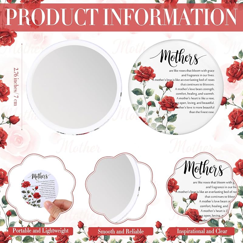 10pc Mother's Day Gift Set: Red Rose Cosmetic Bags & Inspirational Compact Mirrors