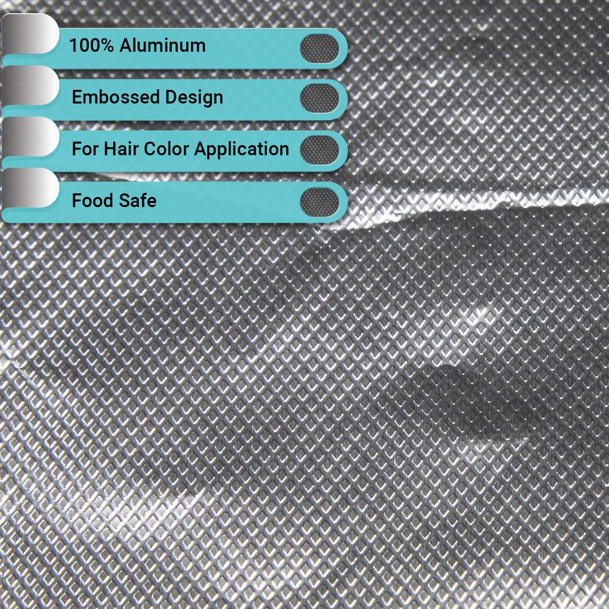 ForPro Professional Collection Embossed Foil Sheets 500S, Aluminum Foil, Pop-Up Dispenser, for Hair Color Application and Highlighting Services, Food Safe, 5” W x 10.75” L, 500 Count