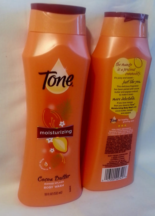 Tone Body Wash, Mango and Cocoa Butter, 18 Ounce (2 Pack)
