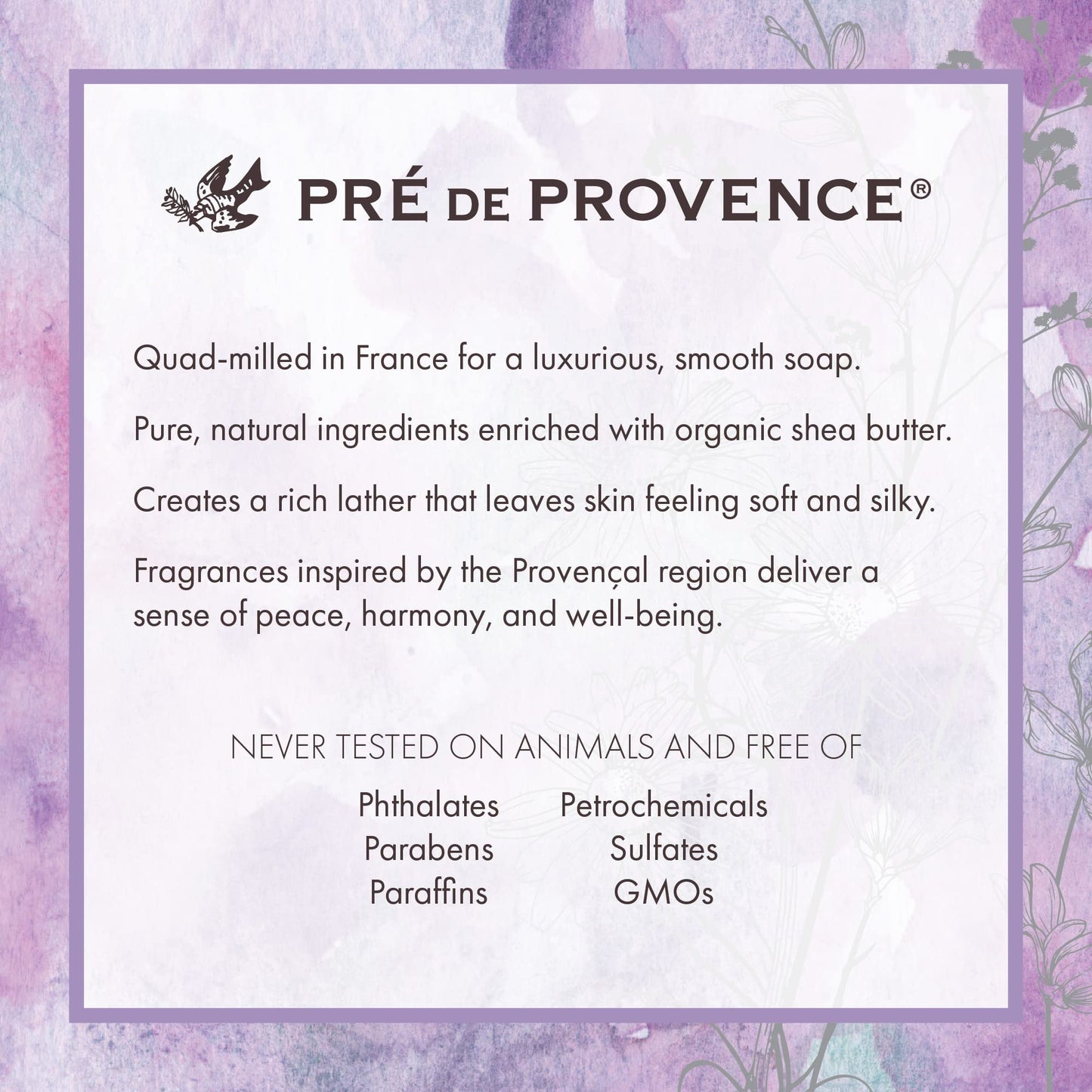 Pre de Provence Artisanal Soap Bar, Enriched with Organic Shea Butter, Natural French Skincare, Quad Milled for Rich Smooth Lather, 8.8 Ounce, Starflower