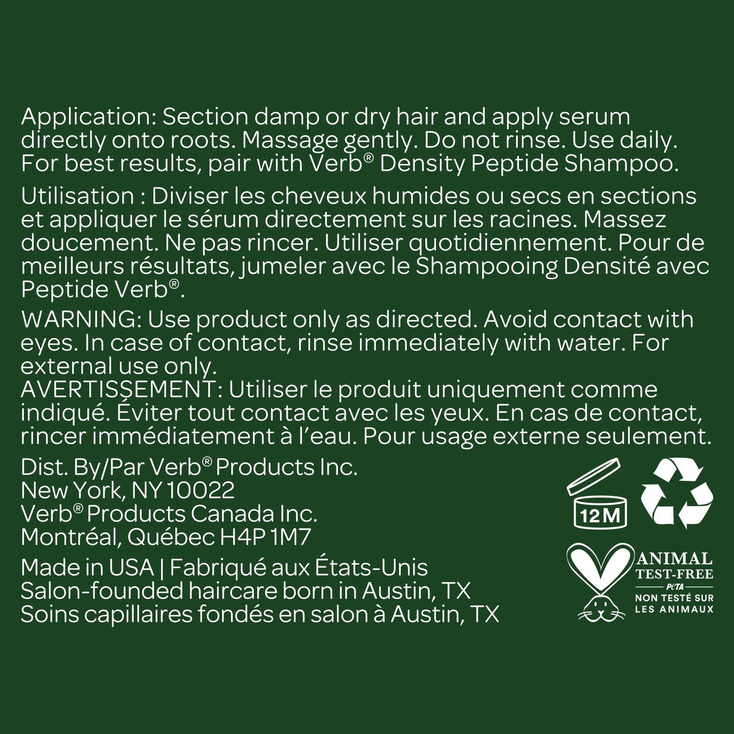 VERB Density Peptide Serum, 1 fl oz - Visibly Thicken + Reduce Signs of Shedding- No Parabens or Harmful Sulfates