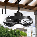 Niitawm Black 20" Outdoor Ceiling Fan with Light, IP65 Waterproof Remote & APP Control
