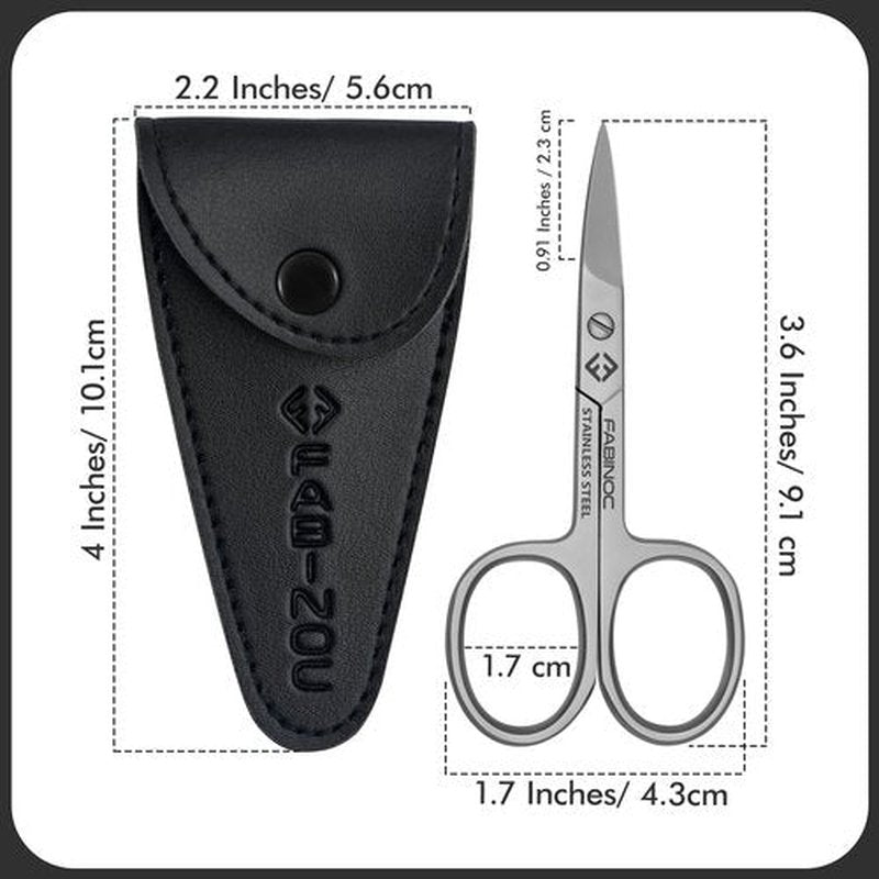 FABINOC Curved Nail Scissors for Women & Men – German Quality Stainless Steel – Small Manicure Pedicure Scissors for Fingernail, Toe Nail, Eyebrows & Mustache