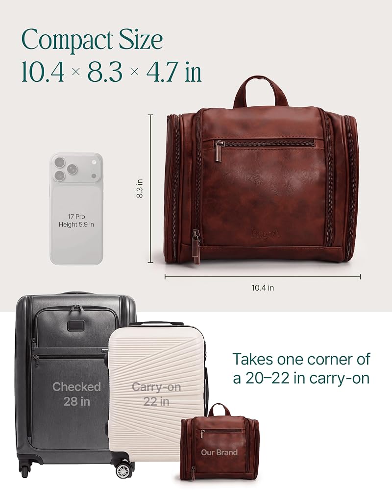Compact Hanging Toiletry Organizer Bag for Travel