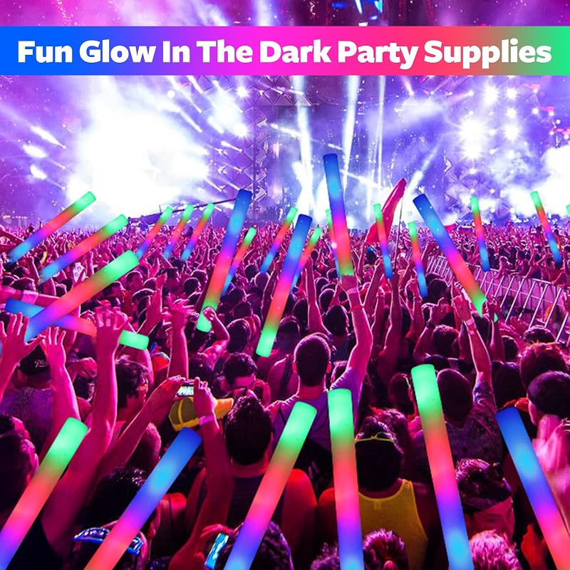 130 PCS LED Foam Glow Sticks Bulk with 3 Modes - Colorful Party Lights for Birthday, Wedding, Carnival & Concert (Variation: 130)