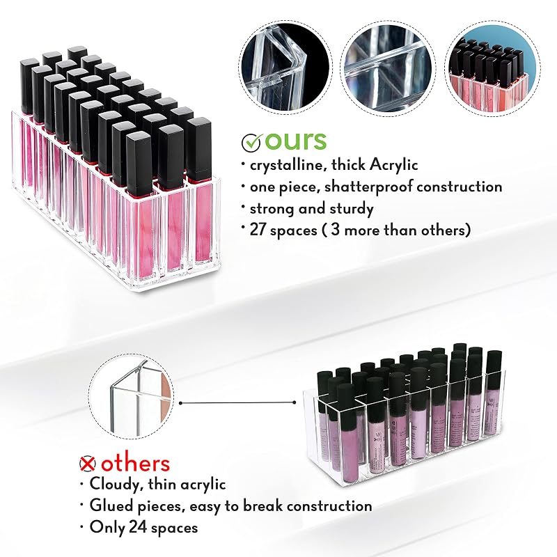 Acrylic 27-Compartment Makeup Drawer Organizer for Vanity & Countertop
